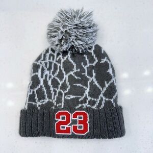 Toddler Gray Pom Pom Beanie Knit Winter Hat Red 23 Embroidered